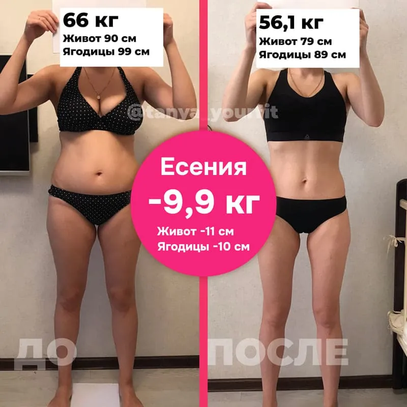 Результат участницы: до и после